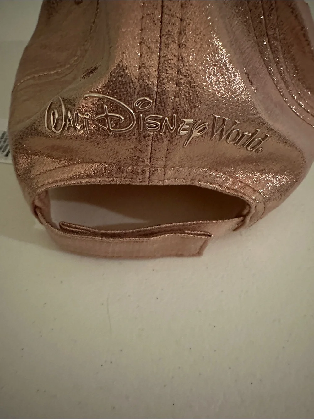 Kids Metallic Rose Gold Baseball Cap with Mickey Accent